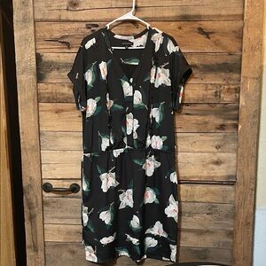 Banana Republic Black Floral Midi Dress
